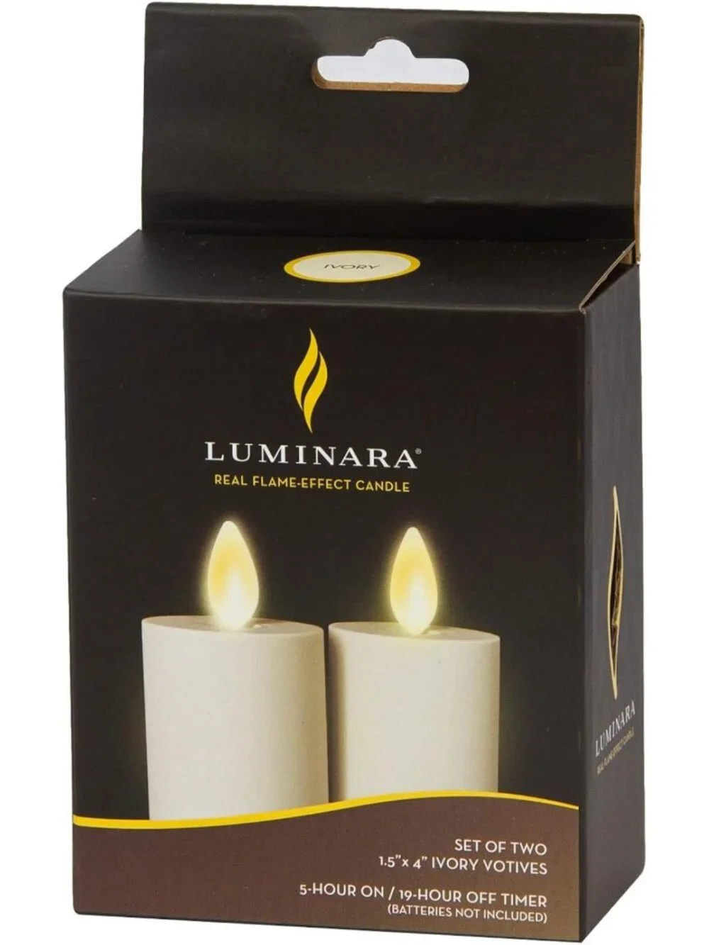 Set of 2 Ivory Flameless LED Votive Candles with Timer & Remote, 1.5